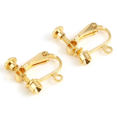 Support boucle d'oreille clip réglable or 18k n°07 x 1 paire doré