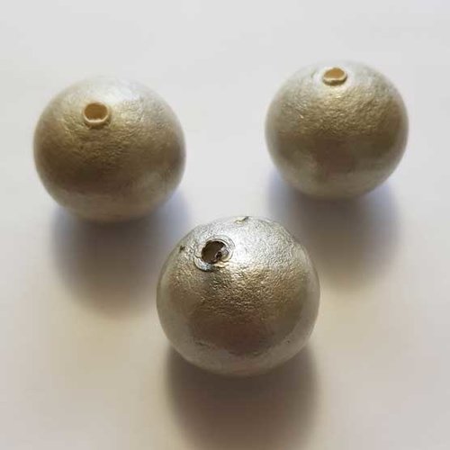 Perle ronde papier maché gt 30mm gris souris