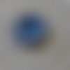 Cabochon rond en verre 12mm fleur bleu 017 