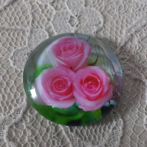 Cabochon rond en verre 20mm fleur 01-024 