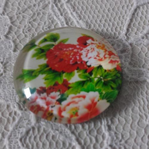 Cabochon rond en verre 20mm fleur 01-021 