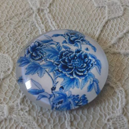 Cabochon rond en verre 25mm fleur 024 