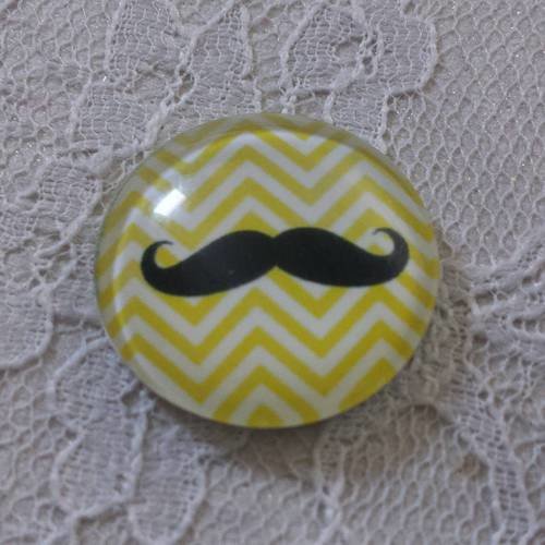 Cabochon rond en verre 25mm moustache 033 