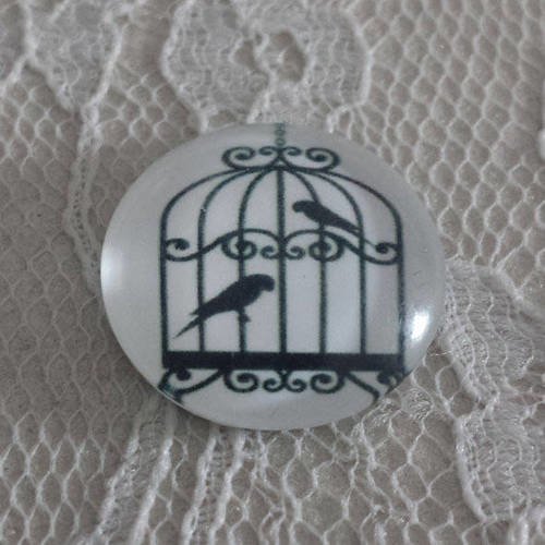 Cabochon rond en verre 20mm oiseaux 002 