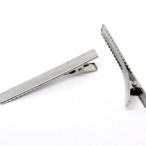 Épingle cheveux lot de 20 pinces barrettes crocodiles - couleur argent 75 mm x 9 mm