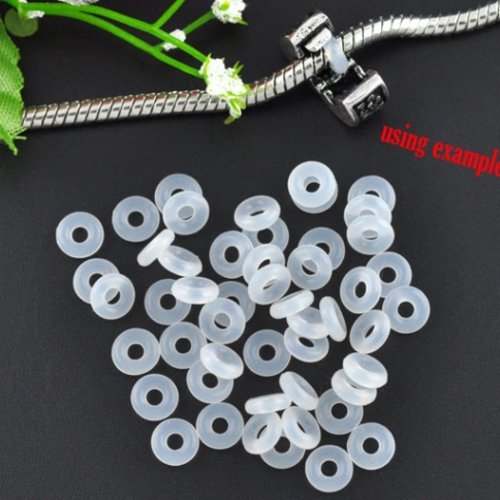 20 anneaux bloqueur perles caoutchouc blanc 6 mm