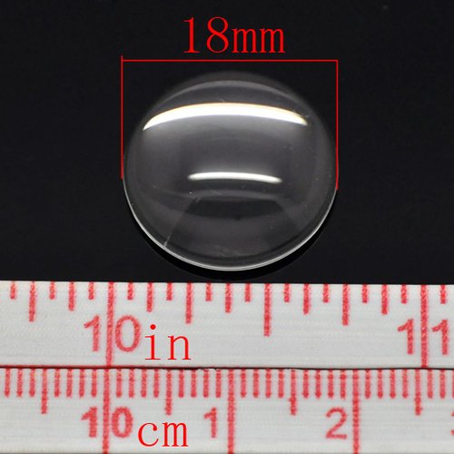 10 cabochons ronds 18 mm en verre loupe transparent n°07