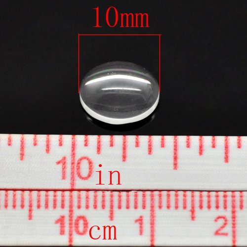 15 cabochons ronds 10 mm en verre loupe transparent n°02