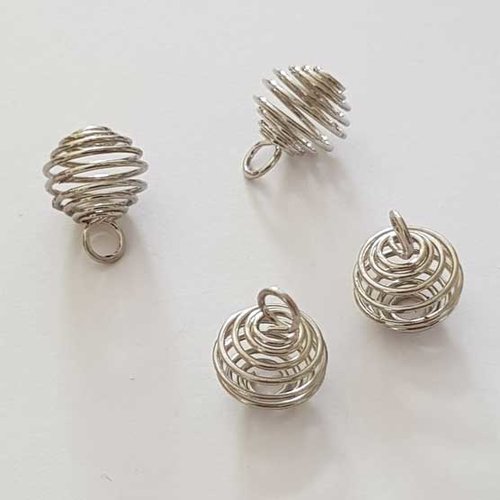Perle spiral ressort cage 11 mm argent n°02