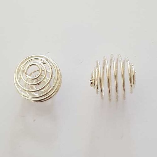 Perle spiral ressort cage 13 mm argent n°05