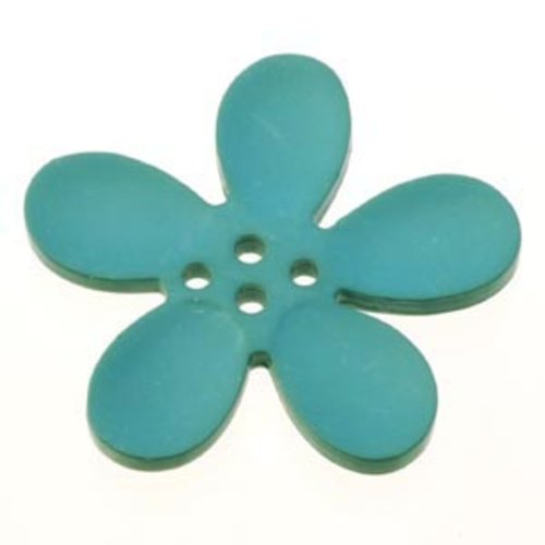 Fleur orchidée résine 4 trous 40 x 3 mm turquoise clair