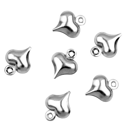 5 breloques acier inoxydable argent vieilli cœur n°02