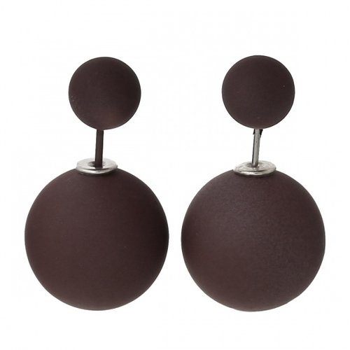 Boucle d'oreille puce double face 8 mm et poussoir perle de 16 mm n°05