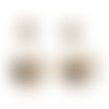 Boucle d'oreille puce double face 8 mm et poussoir perle de 16 mm n°07