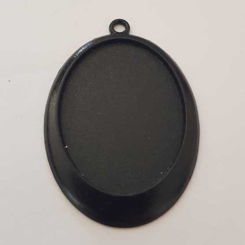Support cabochon ovale de 40 x 30 mm métal noir n°01