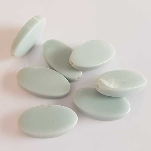 Perle plate plastique ovale bleu 25 mm n°01