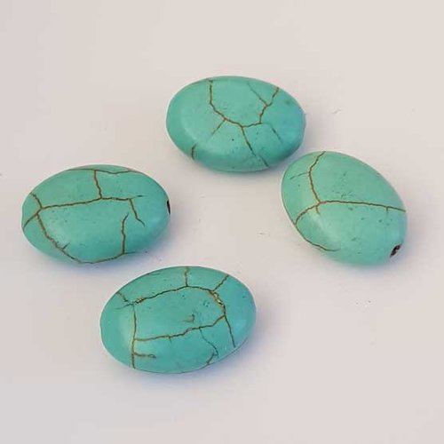 Perle ovale craquelé turquoise 17 mm n°01