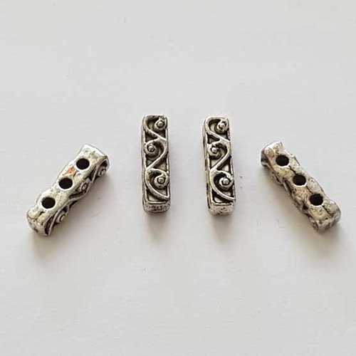 Barre argent entretoise séparateur perle, multi rangs 3 trous n°05 intercalaire entre deux