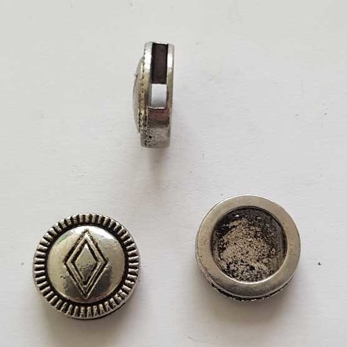 Perle passant pour cuir 10 mm argent n°16