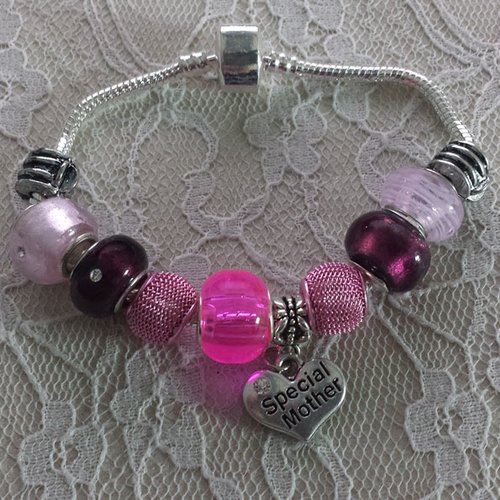 Bracelet européen 3 mm réalisé métal argenté n°008 fermoir clip maille serpent européen