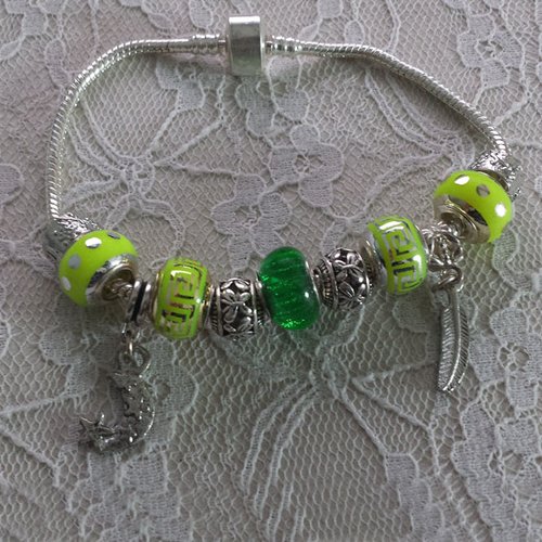 Bracelet européen 3 mm réalisé métal argenté n°011