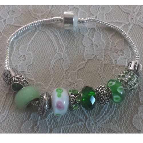 Bracelet européen 3 mm réalisé métal argenté n°029