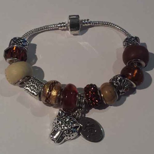 Bracelet européen 3 mm réalisé métal argenté n°054