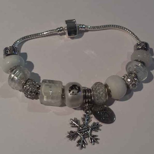 Bracelet européen 3 mm réalisé métal argenté n°055