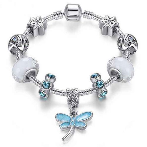 Bracelet européen 3 mm réalisé métal argenté n°061