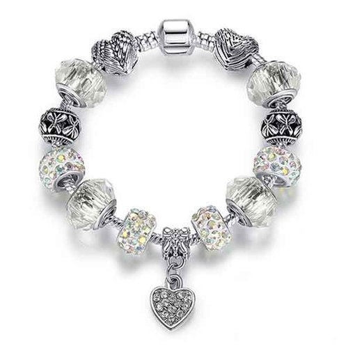 Bracelet européen 3 mm réalisé métal argenté n°069