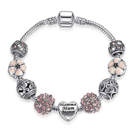 Bracelet européen 3 mm réalisé métal argenté n°074