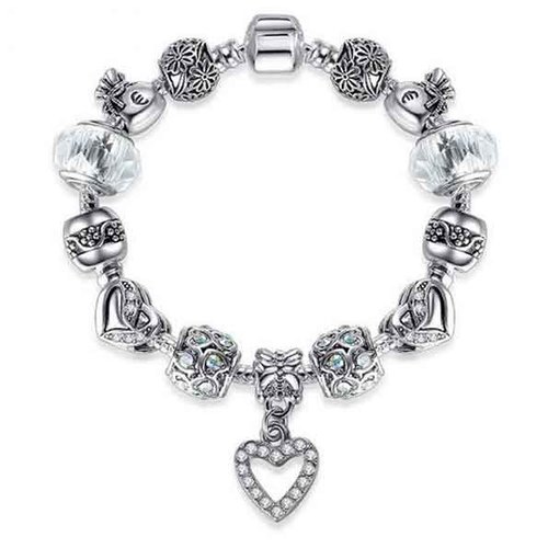 Bracelet européen 3 mm réalisé métal argenté n°083