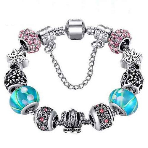 Bracelet européen 3 mm réalisé métal argenté n°085