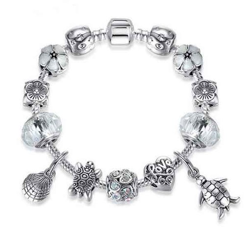 Bracelet européen 3 mm réalisé métal argenté n°095