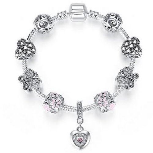 Bracelet européen 3 mm réalisé métal argenté n°111