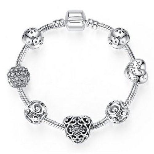Bracelet européen 3 mm réalisé métal argenté n°118