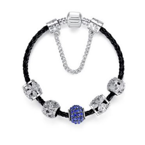 Bracelet européen 3 mm réalisé métal argenté n°137