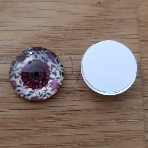 Cabochon rond en verre 14mm divers 006