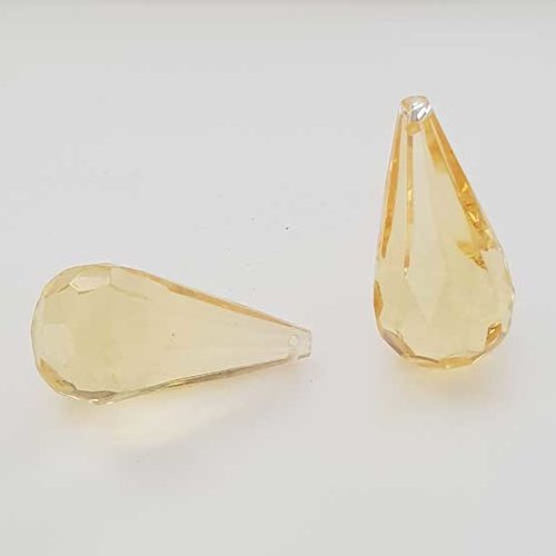 Perle acrylique diamant transparent 51 x 26 mm goutte jaune