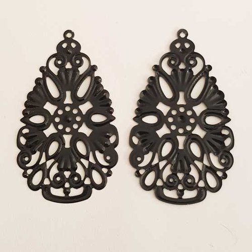 Breloque fleur métal n°172 noir