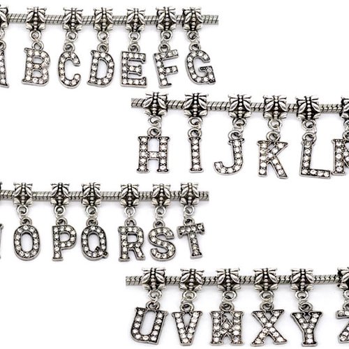 Breloque alphabet 03 lettre h et strass