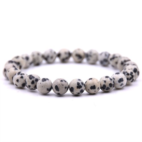 Bracelet en pierre synthétique dalmatien perles de 08 mm n°32