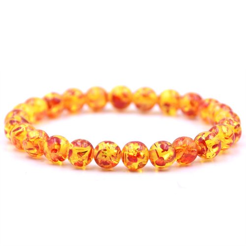 Bracelet en pierre synthétique piebald amber perles de 08 mm n°46