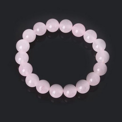 Bracelet en pierre synthétique perles quartz rose de 06 mm n°11