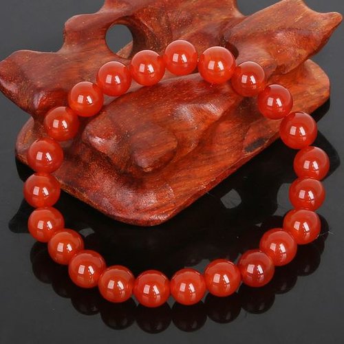 Bracelet en pierre synthétique perles agate rouge de 06 mm n°13