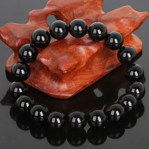 Bracelet en pierre synthétique perles agate noir de 06 mm n°15