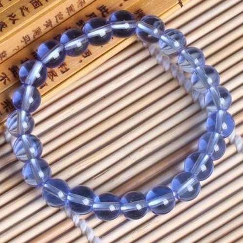 Bracelet perle de verre 08 mm bleu