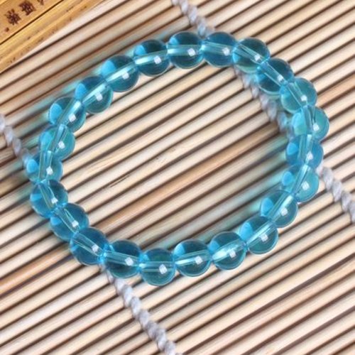 Bracelet perle de verre 08 mm bleu acide