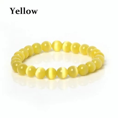 Bracelet perle 06 mm yellow œil de chat rond pierre naturelle