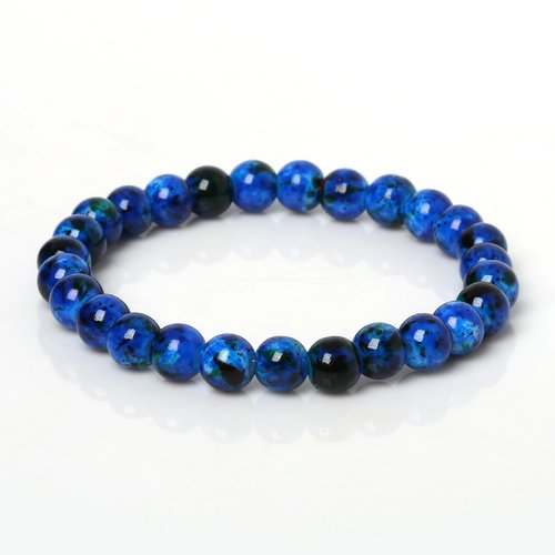 Bracelet en pierre synthétique bleu perles de 08 mm n°48